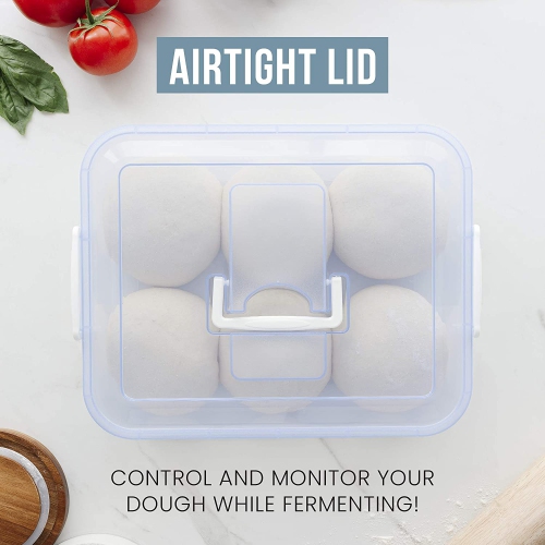 Chef Pomodoro Dough Proofing Box, 15 x 11-Inch, Fit 4-6 Dough Balls, Household Pizza Dough Tray Kit