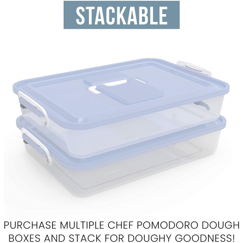 Chef Pomodoro Dough Proofing Box, 15 x 11-Inch, Fit 4-6 Dough Balls, Household Pizza Dough Tray Kit