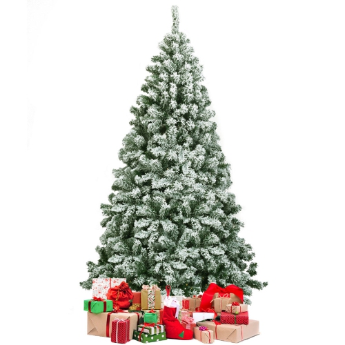 Costway 6FT Snow Flocked Artificial Christmas Tree Hinged w/928 Tips and Foldable Base