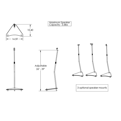 Boost Industries SS-B4 Silver Height Adjustable Speaker Stands for Satelilite Speakers