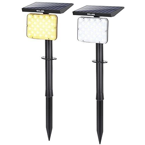 GOLABS  64 Leds Solar Landscape Spotlights, 2-In-1 Waterproof Solar Powered Wall Lights, Adjustable Cold & Warm Outdoor Decorative Lighting for Yard