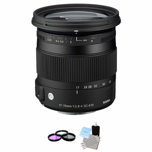 Sigma 17-70mm f/2.8-4 DC Macro OS HSM Lens for Canon + UV Kit & Cleaning Kit