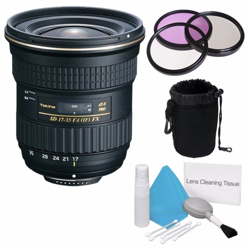 Tokina 17-35mm f/4 Pro FX Lens for Canon Cameras +Deluxe Cleaning Kit + 82mm 3 Piece Filter Kit +