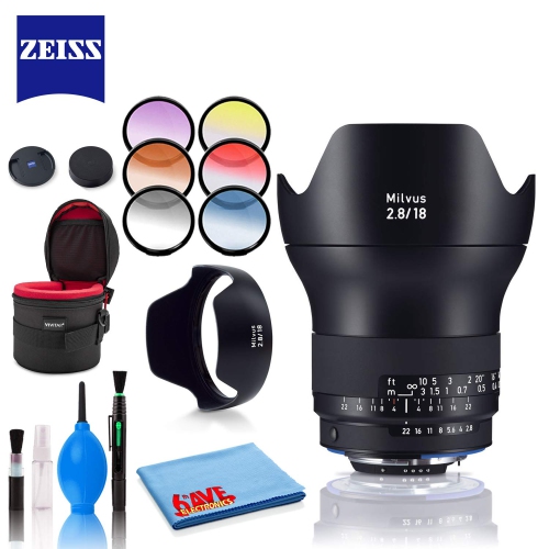Zeiss Milvus 18mm f/2.8 ZF.2 Lens for Nikon F with Cleaning Kit, Filters, and Padded Case