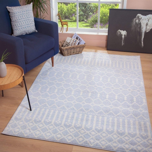 JV Home – Tapis de couloir intérieur de la collection Moroccan Blythe, gris/crème, corridor, 2 pi 7 po x 9 pi