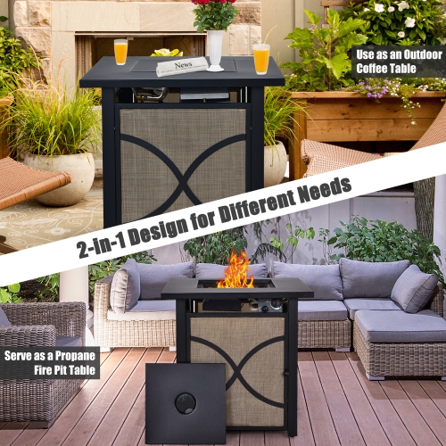 Gymax 25'' Gas Fire Pit Table 40,000 BTU Propane Fire Pit Table w/ CSA Certification