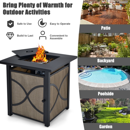 Gymax 25'' Gas Fire Pit Table 40,000 BTU Propane Fire Pit Table w/ CSA Certification