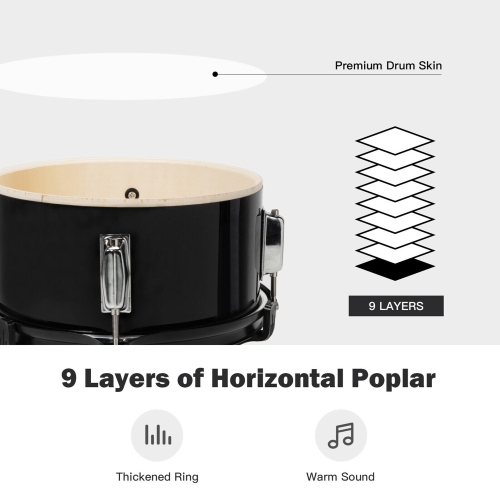 Gymax 13 Inch 3-Piece Kids Junior Beginner Drum Set w/Tom Snare Bass Drum