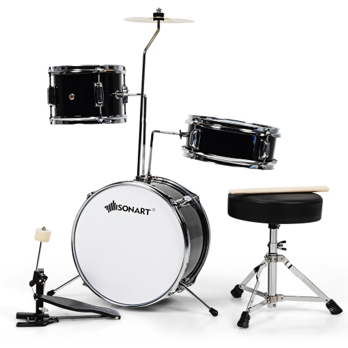 Gymax 13 Inch 3-Piece Kids Junior Beginner Drum Set w/Tom Snare Bass Drum