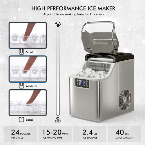 Gymax Portable Ice Maker 40Lbs/24H Countertop Self-Cleaning with Ice Scoop and Basket