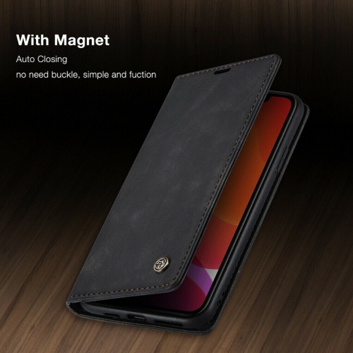 CaseMe Magnetic Stand Flip Protective Cover Leather Flip Cover Purse Style with ID & Credit Card Slots Holder for iPhone 13 -Black