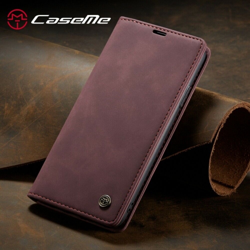 CaseMe Magnetic Stand Flip Protective Cover Leather Flip Cover Purse Style with ID & Credit Card Slots Holder for iPhone 13 -Red