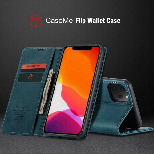 CaseMe Magnetic Stand Flip Protective Cover Leather Flip Cover Purse Style with ID & Credit Card Slots Holder for iPhone 13 -Blue