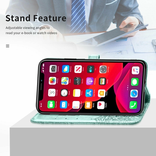 Étui portefeuille MyCase Emboss Mandala à motif de fleur Étui à rabat en cuir pu béquille magnétique avec fentes pour cartes Étui protecteur antichoc