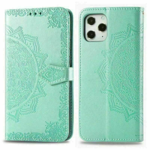 Étui portefeuille MyCase Emboss Mandala à motif de fleur Étui à rabat en cuir pu béquille magnétique avec fentes pour cartes Étui protecteur antichoc