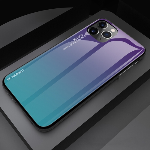 RIVIERA  Scratch Resistant Gradient Color Phone Case Anti-Fall Tempered Glass Case for Iphone 13 -Purple And In Green