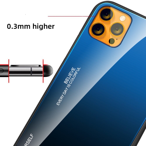 RIVIERA Scratch Resistant Gradient Color Phone Case Anti-fall Tempered Glass Case for iPhone 13 -Blue