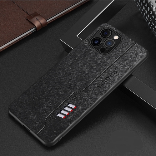 TEDLIN  Leather Texture Slim Soft Silicone Shockproof Case Anti-Scratch Protective Cover for Iphone 13 Pro -Black