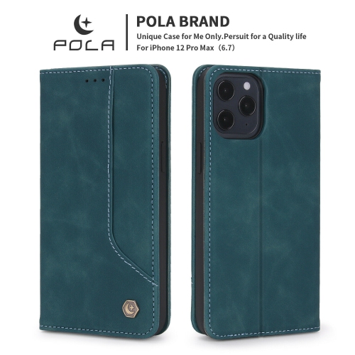POLA Wallet Case Premium PU Flip Leather Kickstand with Card Holder Strong Magnetic Case Drop Protection Shockproof Cover Suitable for iPhone 13 -Blue