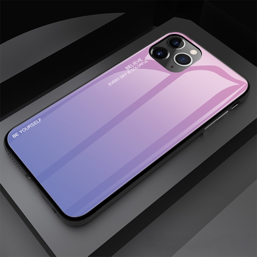 RIVIERA  Scratch Resistant Gradient Color Phone Case Anti-Fall Tempered Glass Case for Iphone 13 -Pink And In Purple