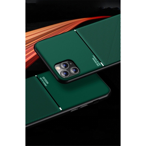 KELVIN Leather Magnetic Texture Slim Matte Back Phone Cove Anti Fall Frosted Stripe Cases For iPhone 13 -Green