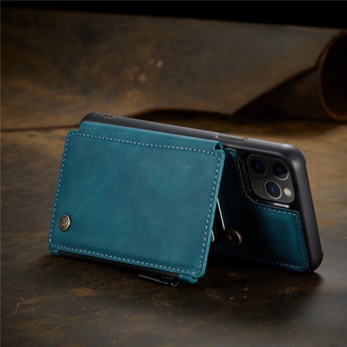 CaseMe Leather Zipper Wallet Card Slot Double Magnetic Clasp Shockproof Back Case Cover for iPhone 13 -Blue