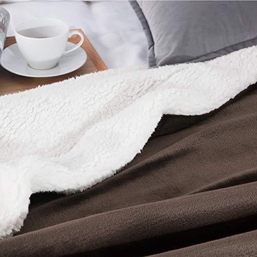 Bedsure Brown Sherpa Throw Blanket - Fuzzy Soft Blanket, Plush Microfiber Blanket, Throw Size