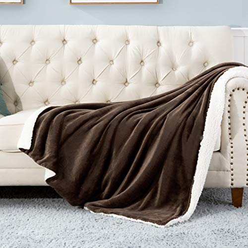 Bedsure Brown Sherpa Throw Blanket - Fuzzy Soft Blanket, Plush Microfiber Blanket, Throw Size