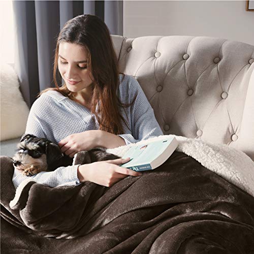 Bedsure Brown Sherpa Throw Blanket - Fuzzy Soft Blanket, Plush Microfiber Blanket, Throw Size