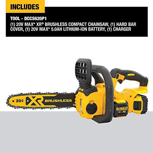 DEWALT DCCS620P1 20V Max Compact Cordless Chainsaw Kit with Brushless Motor