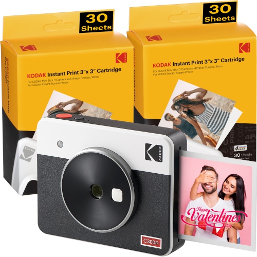 KODAK Mini Shot 3 Retro 4PASS 2-in-1 Instant Digital Camera and Photo  Printer (3x3 inches) + 8 Sheets, Yellow 