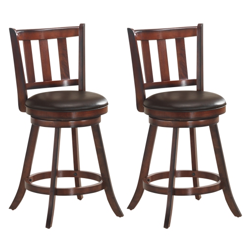 TOPBUY  25" Swivel Bar Stool Padded Dining Kitchen Pub Bistro Chair Set Of 2