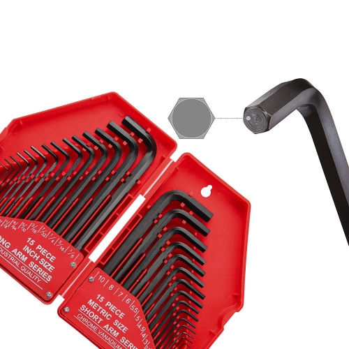 30-Piece L shape Premium Hex Key Allen Wrench Set with Precise and Chamfered Tip - PrimeCables®