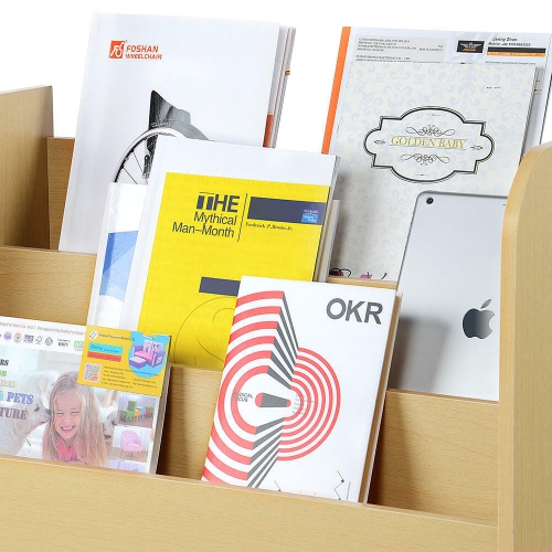 Kids Bookcase Display Bookshelf Stand 3-Tier with 3 Storage Bottom Compartments and Easy Move Handles