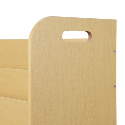 Kids Bookcase Display Bookshelf Stand 3-Tier with 3 Storage Bottom Compartments and Easy Move Handles