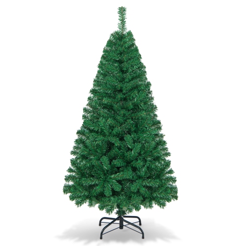 TOPBUY  5Ft Artificial Christmas Pine Tree Hinged Pvc Branches With Solid Metal Legs (Green, 5 Ft)