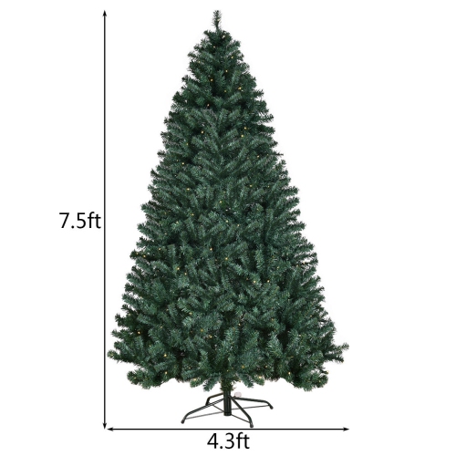 Topbuy 7.5' PVC Artificial Christmas Tree Pre-Lit 400 LED Lights W/ Metal Stand New