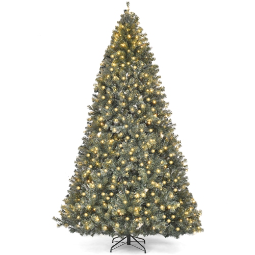 Topbuy 9' LED Lights Pre-lit Artificial Christmas Tree PVC Hinged Branches W/ 700 Warm White Lights