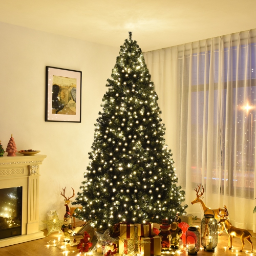 TopBuy – lumières à DEL de 9 pi, arbre de Noël artificiel illuminé, branches à charnières en PVC avec 700 lumières blanc chaud