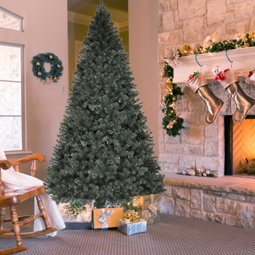 TopBuy – lumières à DEL de 9 pi, arbre de Noël artificiel illuminé, branches à charnières en PVC avec 700 lumières blanc chaud