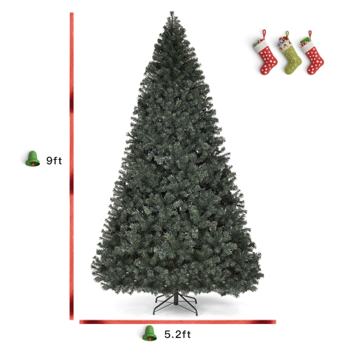 TopBuy – lumières à DEL de 9 pi, arbre de Noël artificiel illuminé, branches à charnières en PVC avec 700 lumières blanc chaud