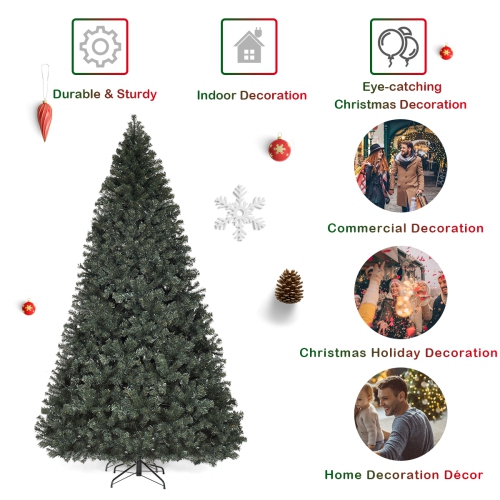 TopBuy – lumières à DEL de 9 pi, arbre de Noël artificiel illuminé, branches à charnières en PVC avec 700 lumières blanc chaud