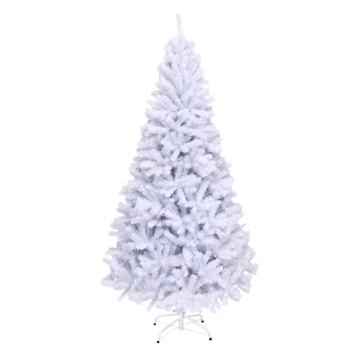 Topbuy 6ft White Christmas Pine Tree Hinged Artificial Decoration w/ 1000 Tips & Metal Stand