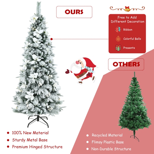 Topbuy 6FT Slim Pencil Tree Hinged Artificial Christmas Tree W/471 Branches Tips
