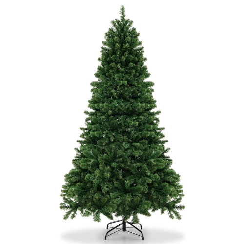 TOPBUY  8Ft Pre-Lit Artificial Christmas Tree Hinged Xmas Tree With 880 Warm Led Lights In White