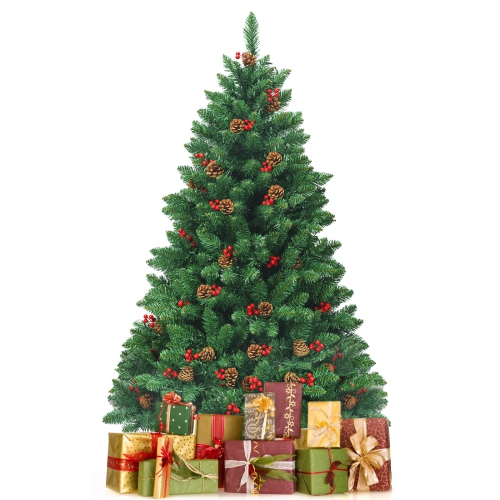 TOPBUY  4.5Ft Christmas Tree Pre-Lit Hinged Artificial Xmas Tree With Sturdy Metal Stand