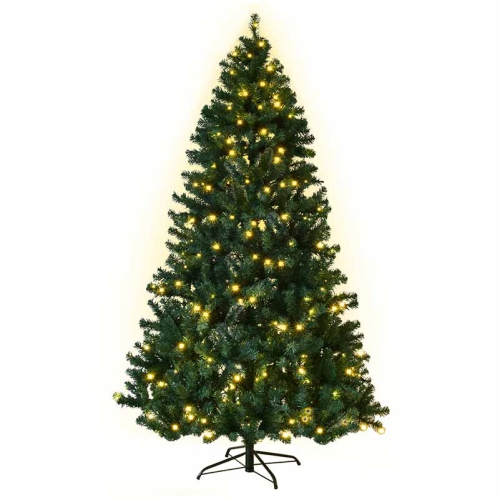 TOPBUY  7' Pvc Artificial Christmas Tree Pre-Lit 400 Led Lights W/ Metal Stand New