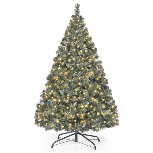 TOPBUY  4.5' Pvc Pre-Lit Artificial Christmas Tree Hinged Tips W/200 Led Light