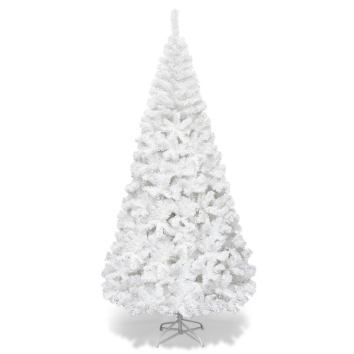 TOPBUY  7Ft Artificial Pvc Christmas Tree Festive Winter Tree W/ Stand Indoor/outdoor In White
