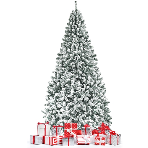 Topbuy 9ft Snow Flocked Christmas Tree 1498 Premium Hinged Tips Artificial Unlit Tree